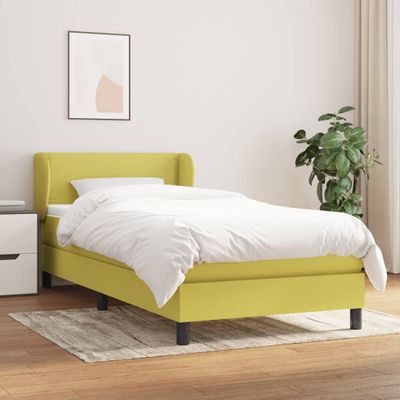 vidaXL Posteľný rám boxspring s matracom zelený 90x200 cm látka