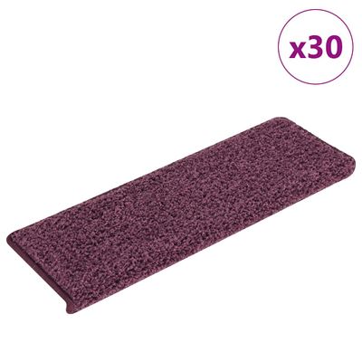 vidaXL Schodové rohože 30 ks 65x21x4 cm tmavo fialové s obdĺžnikovým okrajom