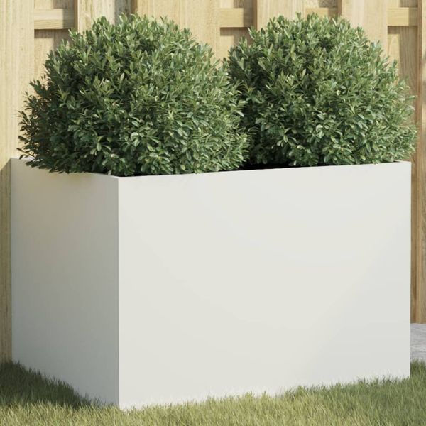 vidaXL Kvetináč biely 62x47x46 cm oceľ