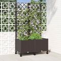 vidaXL Záhradný kvetináč s trelážou a kolesami Hnedá 80 x 40 x 146 cm
