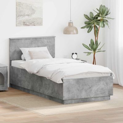vidaXL Rám postele Betónová šedá 100 x 200 cm Kompozitné drevo
