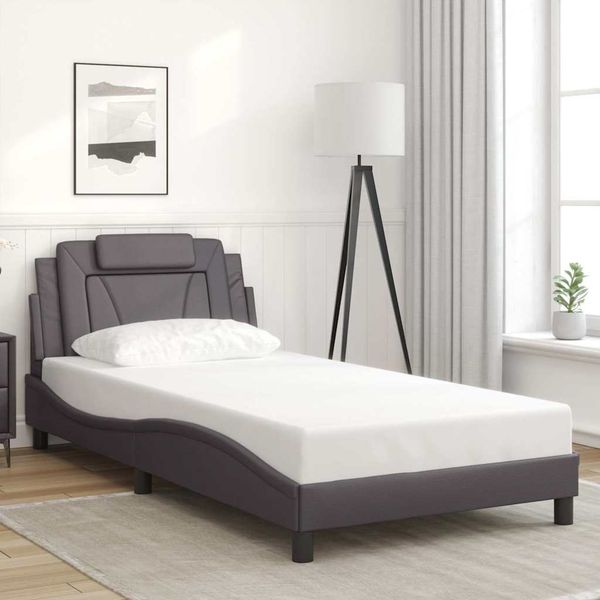 vidaXL Rám postele Viana bez matraca sivý 100x200 cm umelá koža
