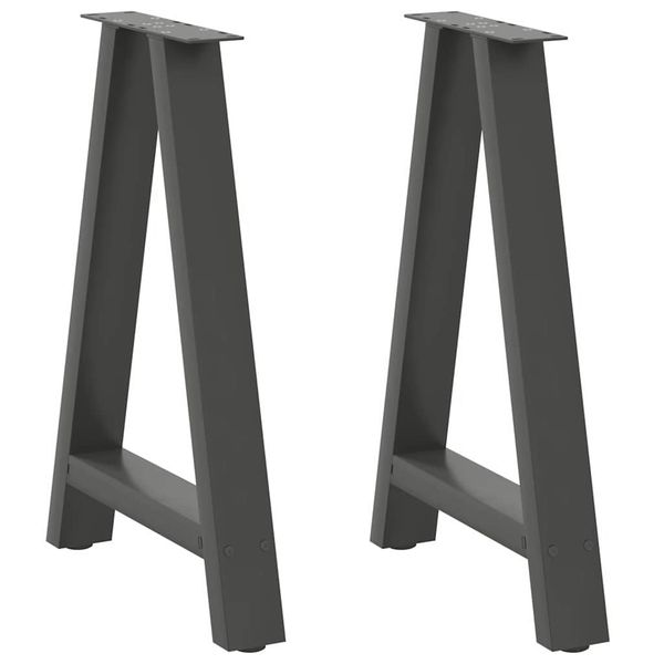 vidaXL Nohy k jedálenskému stolu v tvare A, 2 ks, antracitové, 60 x (72-73) cm, oceľ