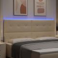 vidaXL LED hlavová doska s LED pásikmi Krémová 200 cm látka