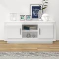 vidaXL TV skrinka lesklá biela 102x35x45 cm spracované drevo