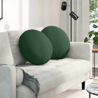 vidaXL Vankúše na sedenie 2 pcs Tmavozelená Ø50 x 19 cm