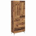 vidaXL Highboard Staré drevo 69,5 x 34 x 180 cm Kompozitné drevo