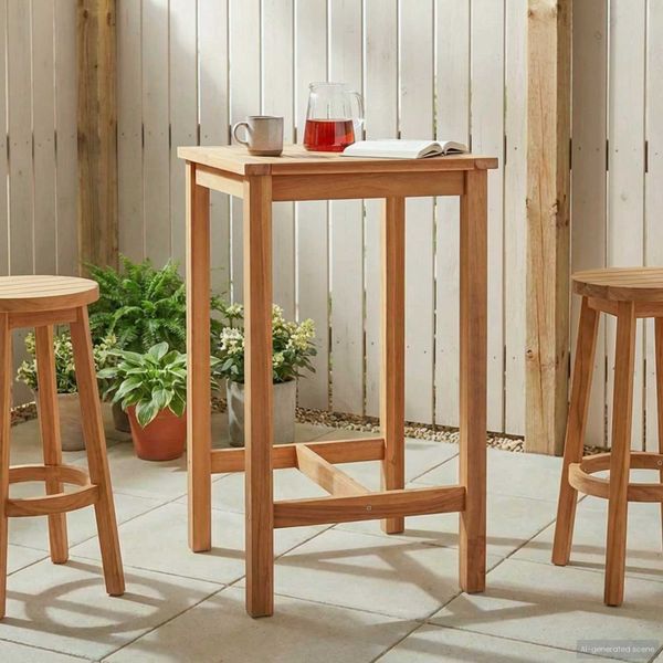 vidaXL Barový stôl Prírodná 60 x 60 x 105 cm Masívny teak