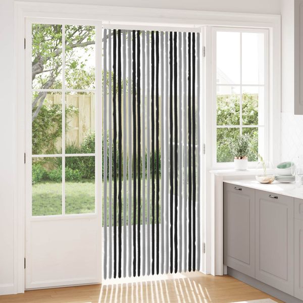 vidaXL Záves proti hmyzu z chenille Šedá a čierna 90 x 220 cm 100% PP