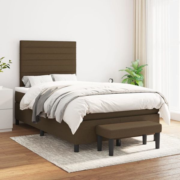 vidaXL Boxspring posteľ s matracom tmavohnedá 120x200 cm látka