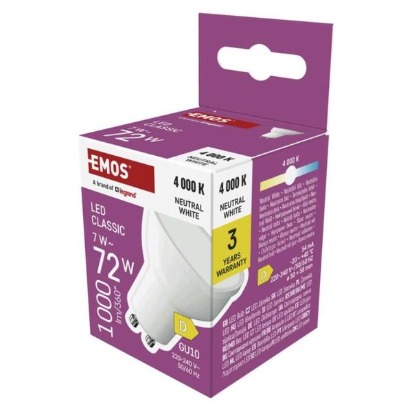 LED žiarovka Classic MR16 biela/ GU10 / 7 W (72 W) / 1000 lm / Neutrálna biela