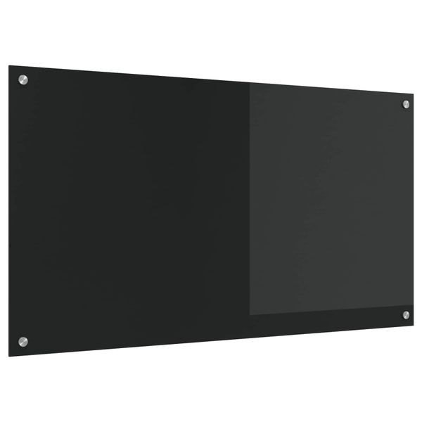 vidaXL Kuchynský obklad Čierna 110 x 60 cm tvrdené sklo