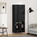 vidaXL Highboard Čierny dub 69,5 x 34 x 180 cm Kompozitné drevo
