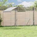vidaXL Vonkajší koterec pre psov so strechou strieborný 6x6x2,5 m oceľ