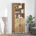 vidaXL Highboard Remeselný dub 69,5 x 32,5 x 180 cm Kompozitné drevo