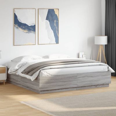 vidaXL Posteľný rám sivý dub sonoma 200x200 cm kompozitné drevo