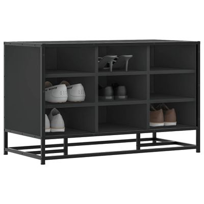 vidaXL Lavica na topánky čierna 84x40x53,5 cm kompozitné drevo+kov