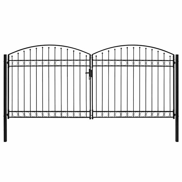 vidaXL Plotová brána ASSEN s dvojitými dverami a klenutým vrchom, oceľ 400x200 cm