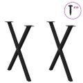 vidaXL Nohy k jedálenskému stolu v tvare X, 2 ks, čierne, 70 x (72-73) cm, oceľové