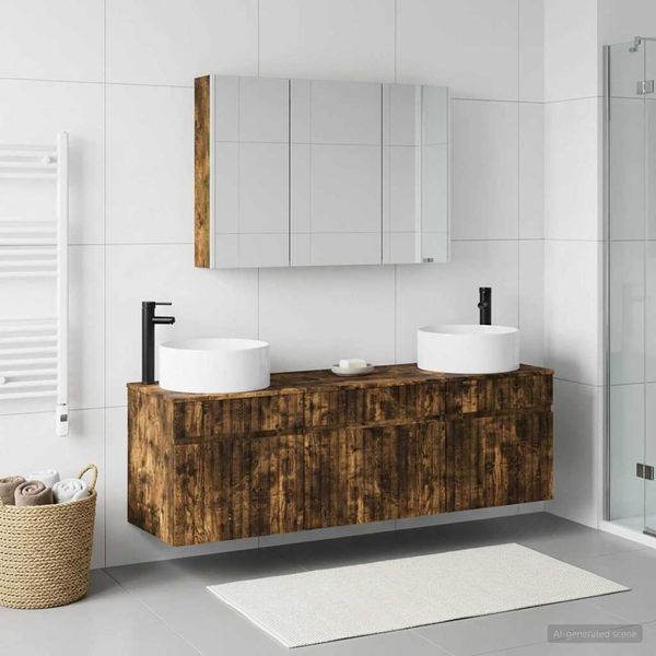 vidaXL Set kabinetov do kúpeľne 4 pcs Dymový dub 103,5 x 15,5 x 70 cm