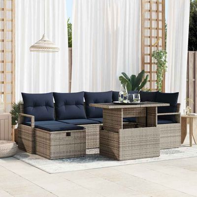 vidaXL Súprava záhradných pohoviek 7 ks polyratan