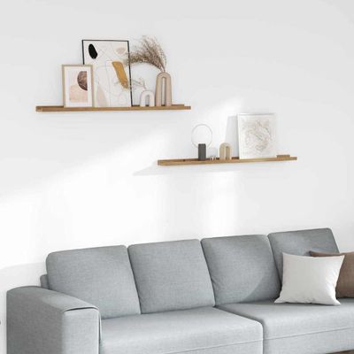 vidaXL Stenná polica 2 pcs Hnedá 100 x 9 x 3 cm Kompozitné drevo