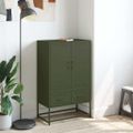 vidaXL Vysoká skrinka olivovozelená 68x39x111,5 cm oceľ