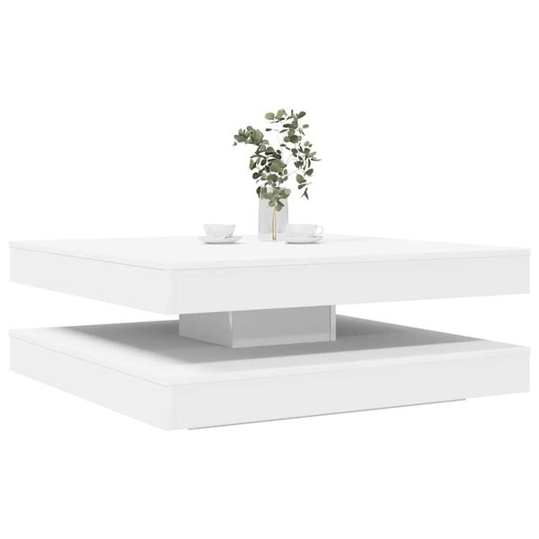 vidaXL Konferenčný stolík otočný o 360 stupňov biely 90x90x34,5 cm
