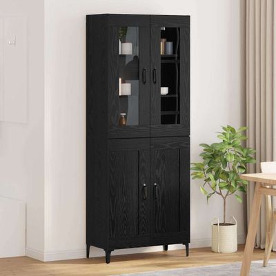 vidaXL Highboard Čierny dub 69,5 x 34 x 180 cm Kompozitné drevo