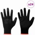 vidaXL Pracovné rukavice 24 ks Čierna 7 / S Polyester