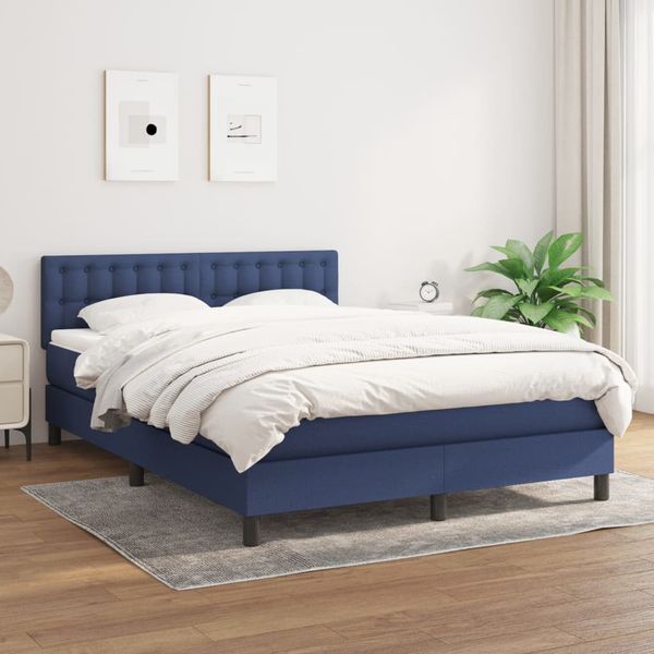 vidaXL Boxspring posteľ s matracom modrý 140x190 cm látka