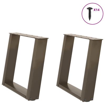 vidaXL Nohy konferenčného stolíka v tvare U, 2 ks, prírodná oceľ, 50 x (42-43) cm, oceľ