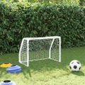 vidaXL Detské futbalové bránky 2 ks s loptou biele 64x35x48 cm kovové