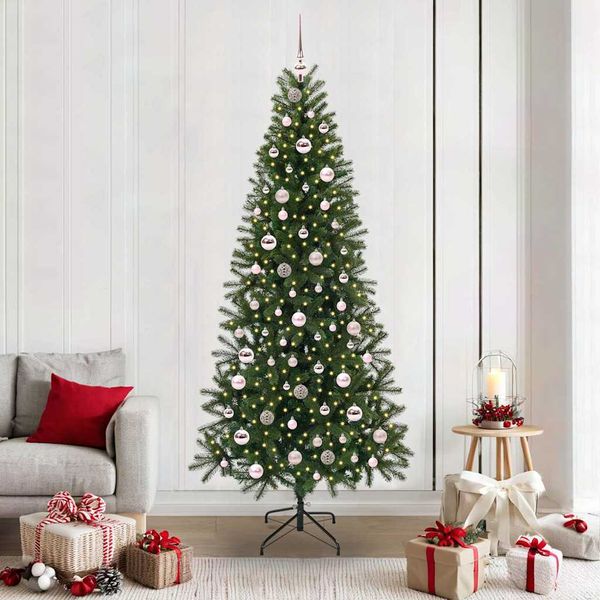 vidaXL Umelý vianočný stromček s 300 LED-i Zelená 210 cm PE a PVC