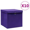 vidaXL Úložné boxy s vekom 10 ks, 28x28x28 cm, fialové