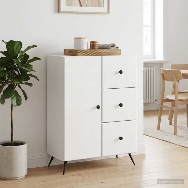 vidaXL Servírovacia skriňa Biela s vysokým leskom 66 x 34,5 x 90 cm