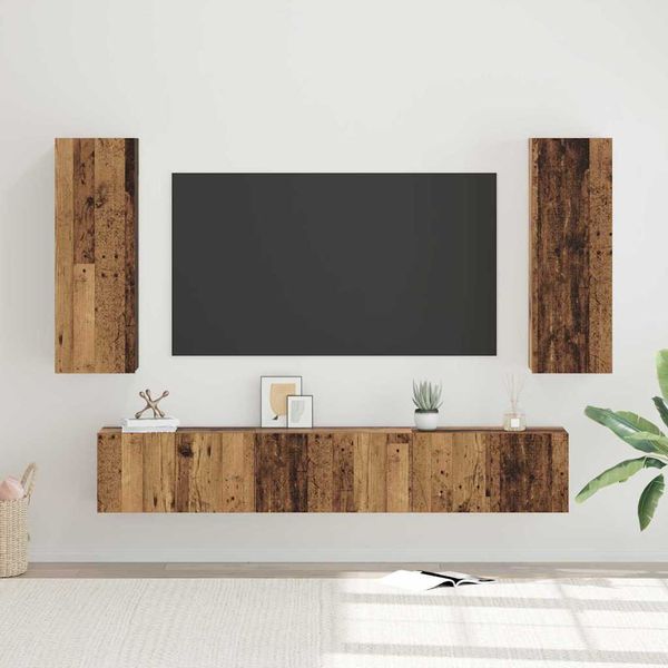 vidaXL Zostava TV skriniek Nástenný 5 pcs Staré drevo Kompozitné drevo