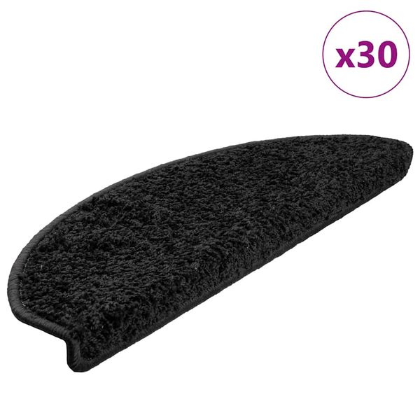 vidaXL Schodové rohože 30 ks 65x21x4 cm čierne polkruhové veľké