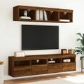 vidaXL 5-dielne TV nástenné skrinky s LED hnedý dub kompozitné drevo