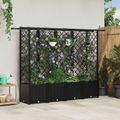 vidaXL Vyvýšený záhon s mriežkou a strechou Čierna 202 x 40 x 136 cm