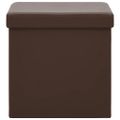 vidaXL Skladacia úložná stolička hnedá PVC