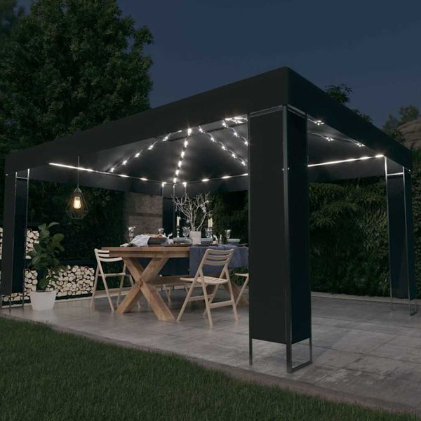 vidaXL Altánok s LED reťazou, antracitový 3x4 m