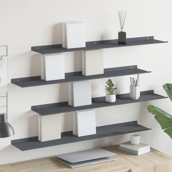 vidaXL Závesná polica Nástenný 4 pcs Antracit 100 x 18 x 2,5 cm Oceľ