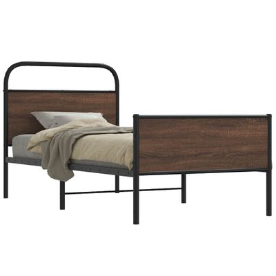 vidaXL Posteľný rám bez matraca 100x190 cm hnedý dub kompozitné drevo