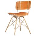 vidaXL Jedálenské stoličky 4 ks mosadzné a hnedé pravá kozia koža