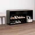 vidaXL Lavica na topánky+podložka, čierna 104x30x49cm kompozitné drevo