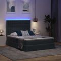 vidaXL LED úložná posteľ s matracom Tmavosivá 140 x 190 cm Zamat