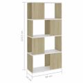 vidaXL Knižnica/deliaca stena biela a dub sonoma 60x24x124,5 cm