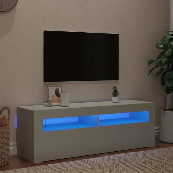 vidaXL TV skrinka s LED svetlami biela 120x35x40 cm