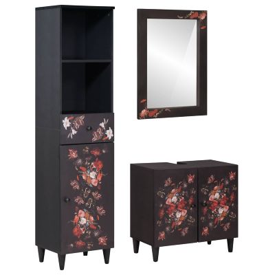 vidaXL Set kabinetov do kúpeľne so zásuvkou 3 pcs Masívne mango drevo